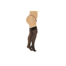 Bas en nylon sexy noir, grande taille, autofixant 